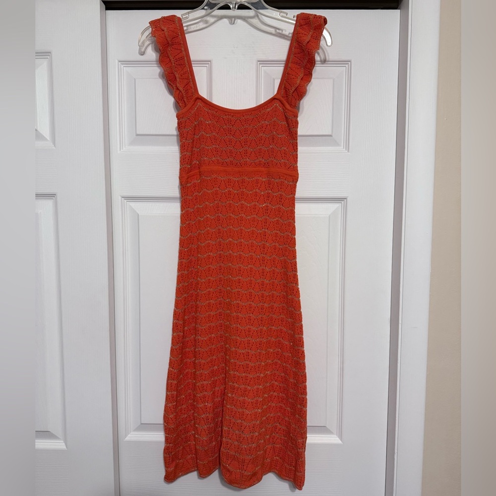 Milly of New York Orange & Silver Knit Dress - Size Small